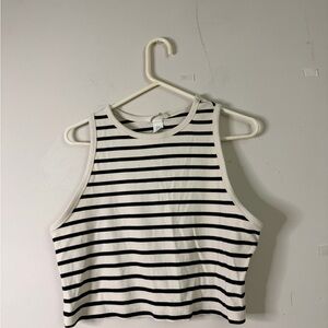 H&M Women’s Striped Sleeveless Crop Tank Top - Black & White